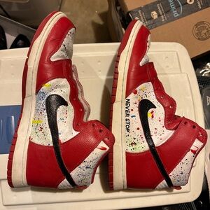 Custom nike id white red dunk high